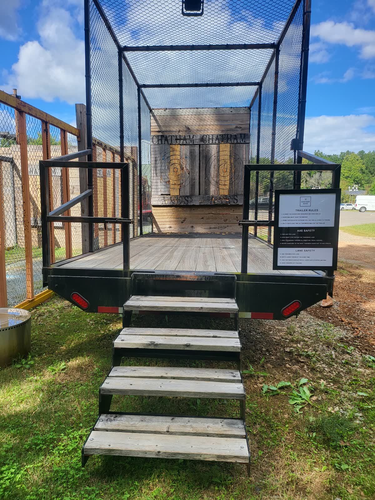 The Chatham Axes mobile throwing unit — tap to book it for your event